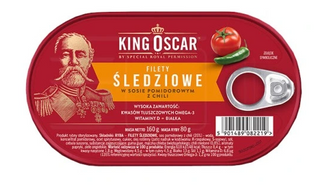 Filety śledziowe w sosie pomidorowym z chili -  160g - King Oscar