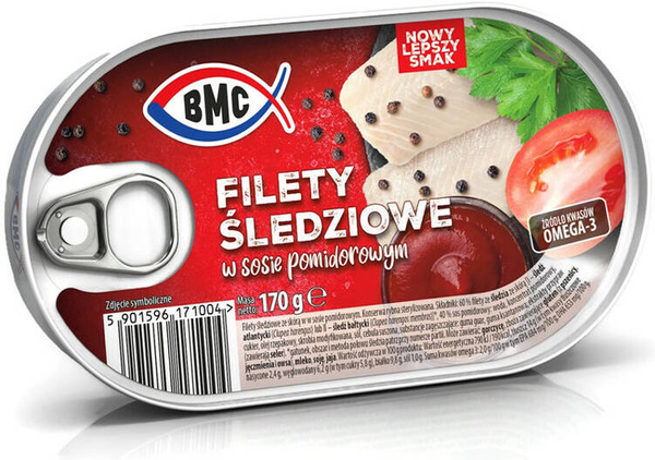 Filety śledziowe w sosie pomidorowym / 170g / BMC 
