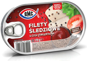 Filety śledziowe w sosie pomidorowym / 170g / BMC 