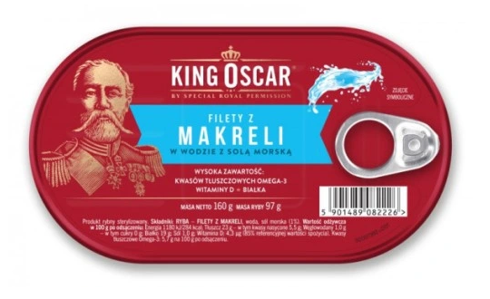 Filety z makreli w wodzie z solą morską -  160g - King Oscar