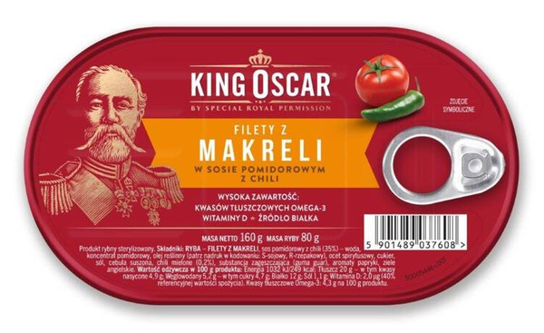 Filety z makreli w sosie pomidorowym z chili -  160g- King Oscar